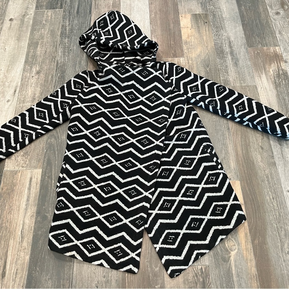 BB Dakota urban outfitters Aztec tribal Hooded Coat Black gray pea coat boho
